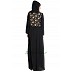 Embroidered pleated abaya- Black-Beige Embroidered pleated abaya- Black-Beige